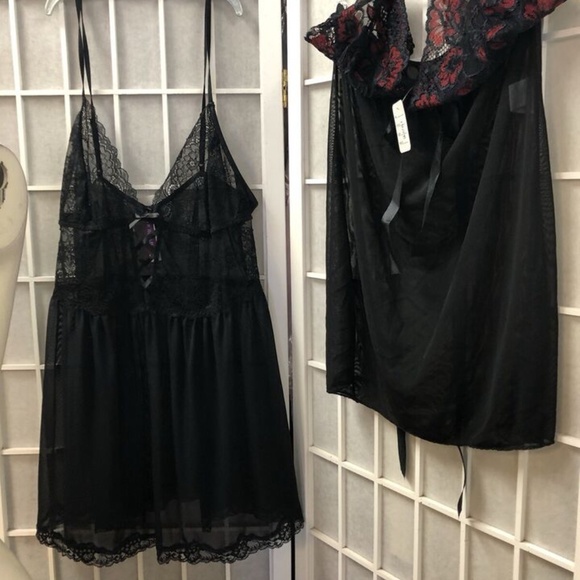 Adore Me,Woman, 2 Babydolls, Black, Size L,deep v neckline, Cotton-Polyester.! - Picture 5 of 9